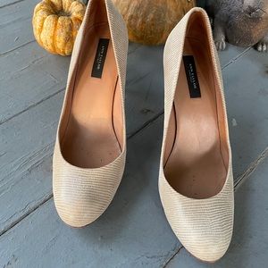 Ann Taylor Tan Snakeskin Pumps